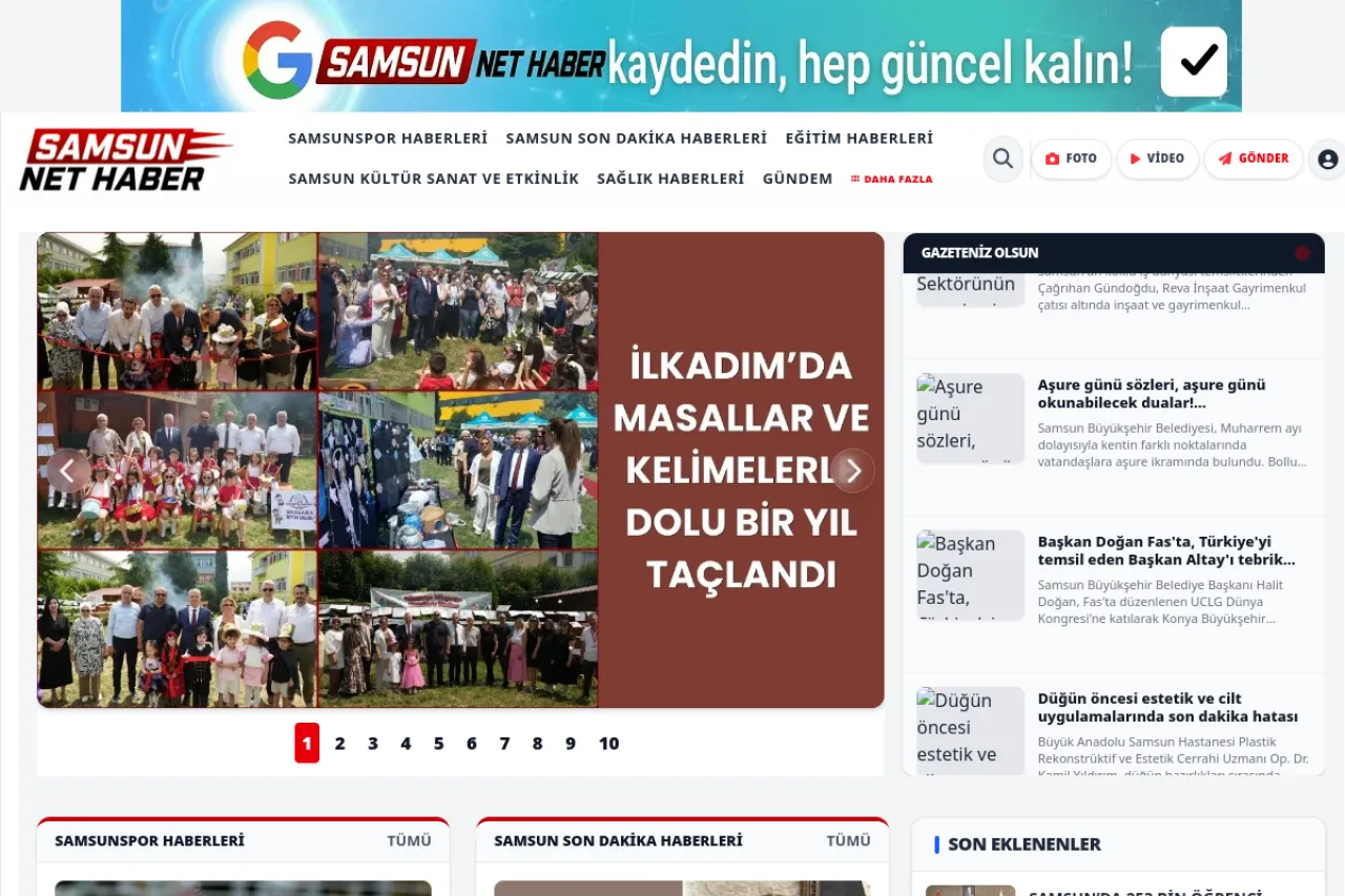 samsunnethaber.com web sitesi ekran görüntüsü - Haber - DA 9