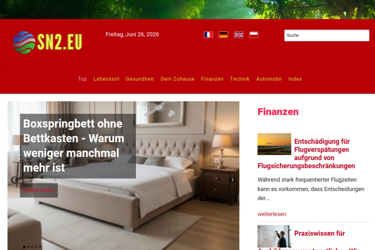 sn2.eu/de web sitesi ekran görüntüsü - DA 60