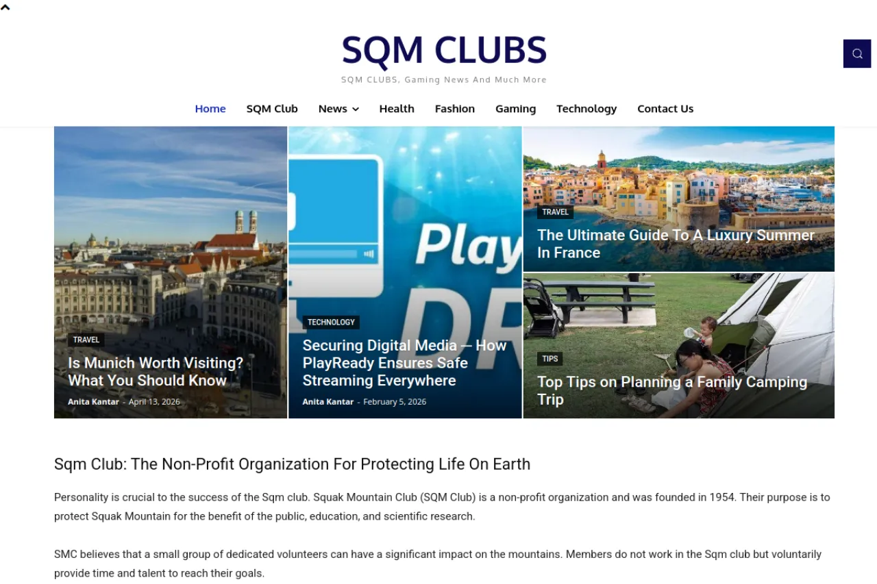 sqmclubs.com web sitesi ekran görüntüsü - DA 60