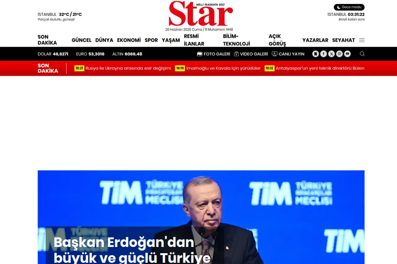 star.com.tr web sitesi ekran görüntüsü - DA 73