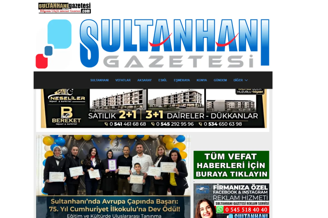 sultanhani.gen.tr web sitesi ekran görüntüsü - DA 16
