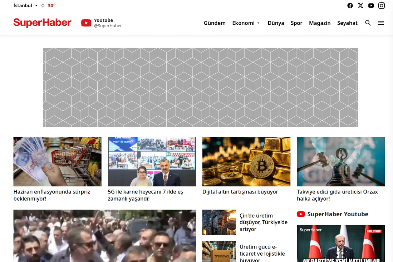 superhaber.com web sitesi ekran görüntüsü - Haber - DA 55
