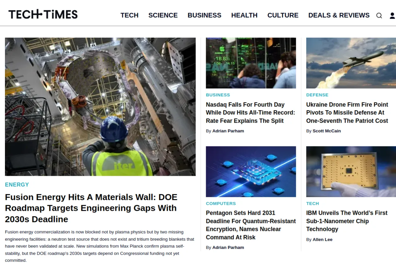techtimes.com web sitesi ekran görüntüsü - Teknoloji - DA 83