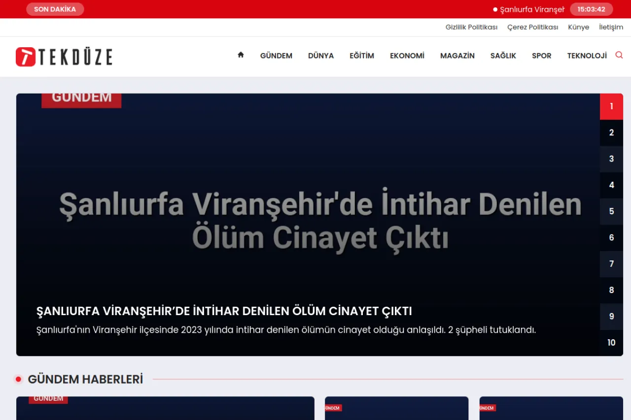 tekduze.com web sitesi ekran görüntüsü - DA 36