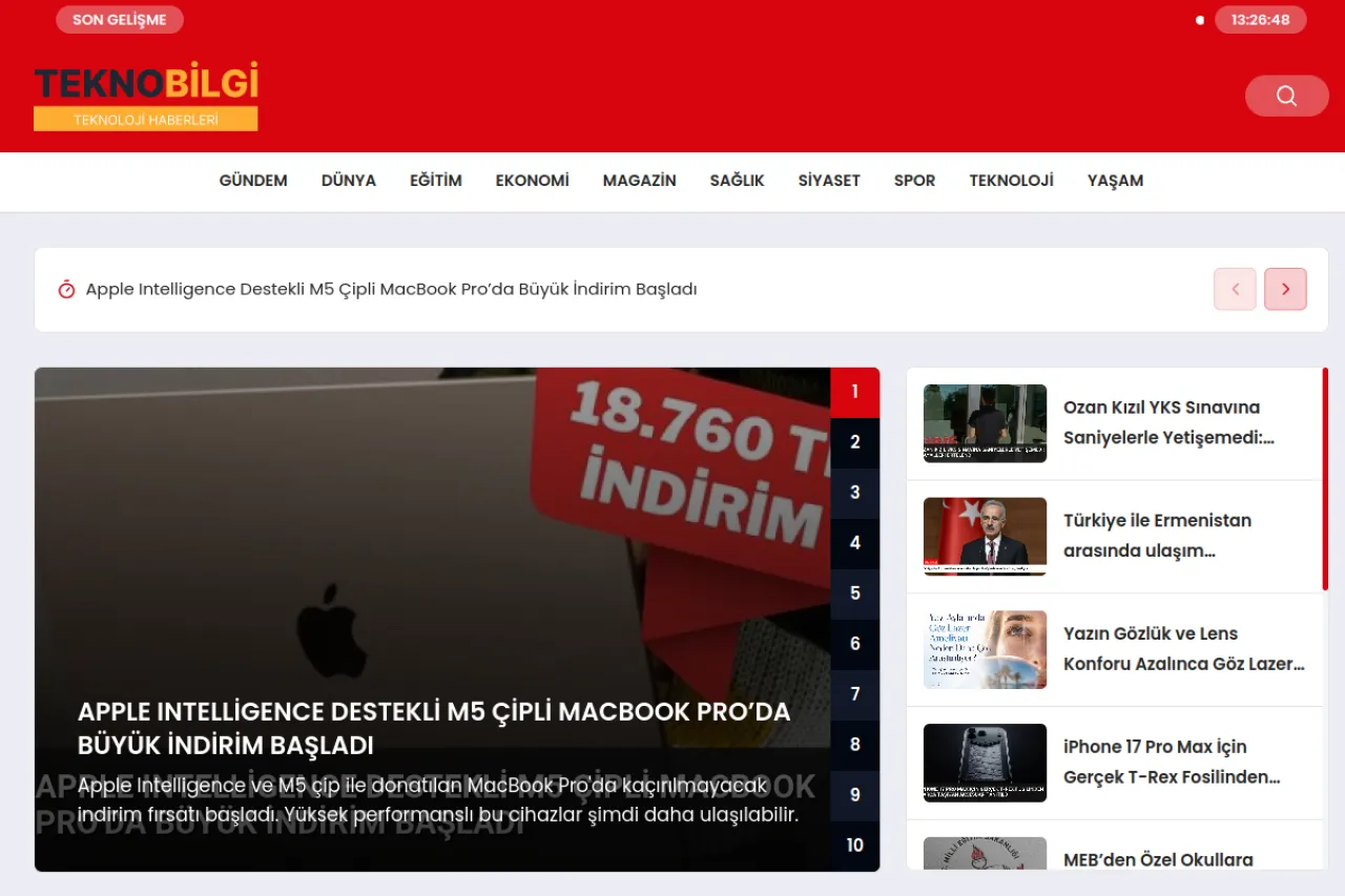 teknobilgi.com web sitesi ekran görüntüsü - Haber - DA 56