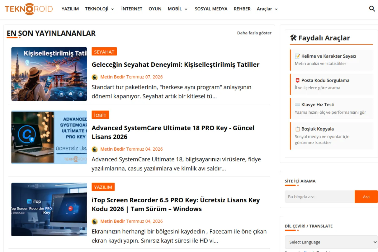 teknoroid.net web sitesi ekran görüntüsü - DA 29