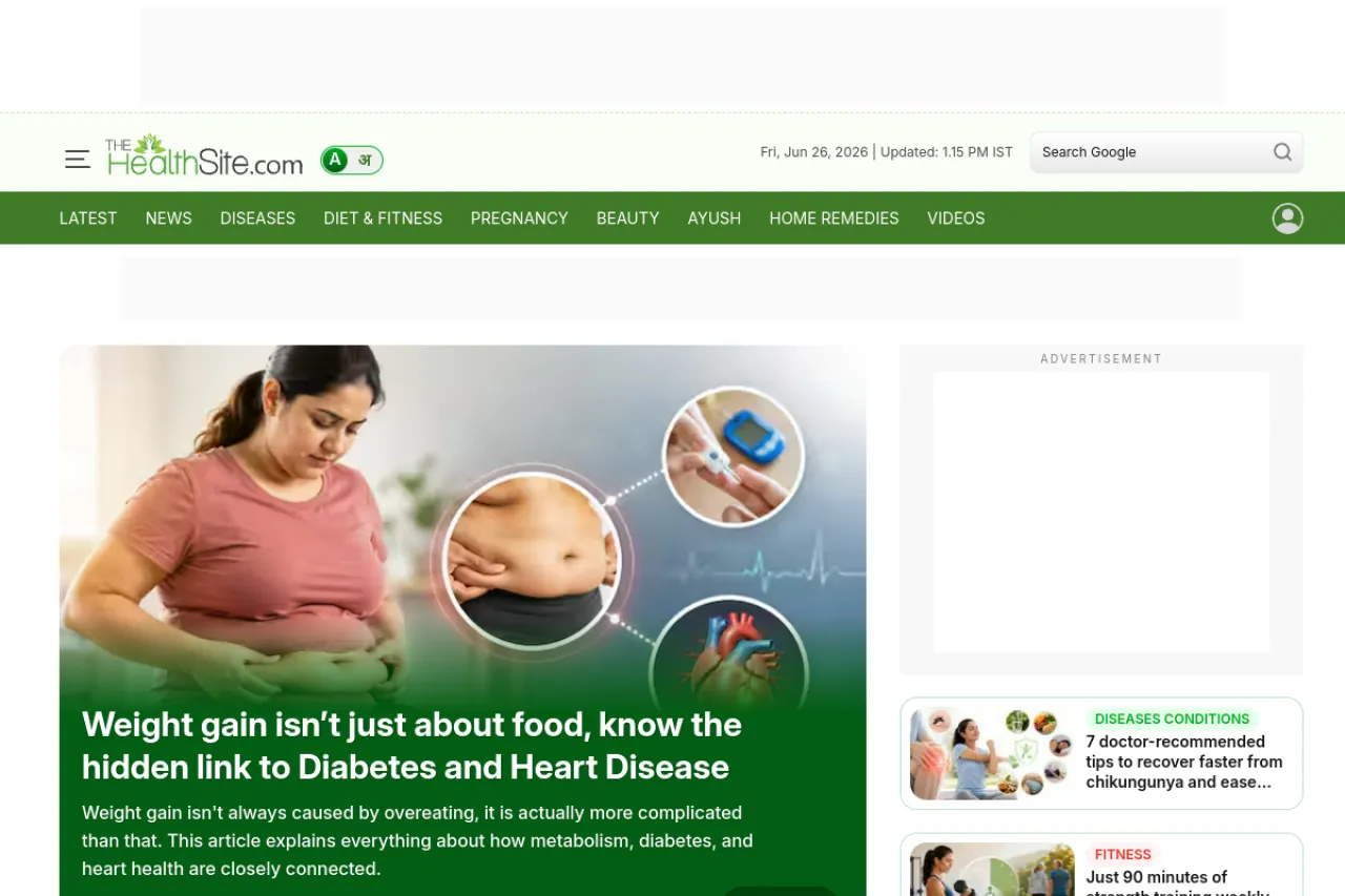 thehealthsite.com web sitesi ekran görüntüsü - Sağlık - DA 77