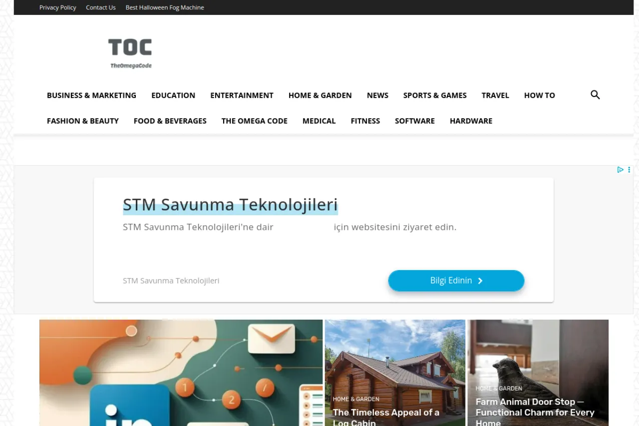 theomegacode.com web sitesi ekran görüntüsü