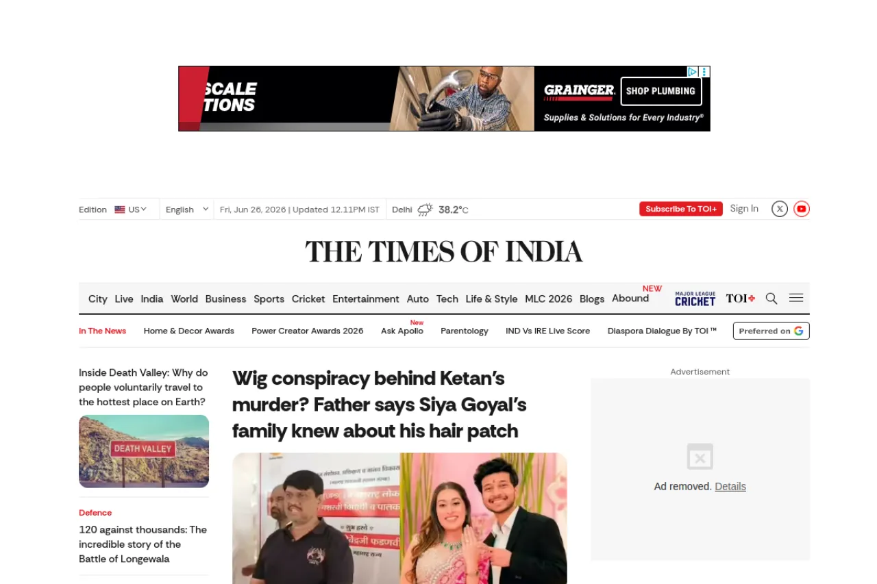 timesofindia.indiatimes.com web sitesi ekran görüntüsü - Haber - DA 94
