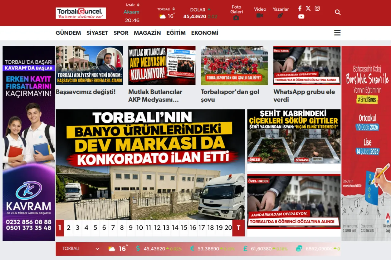 torbaliguncel.com web sitesi ekran görüntüsü - DA 19