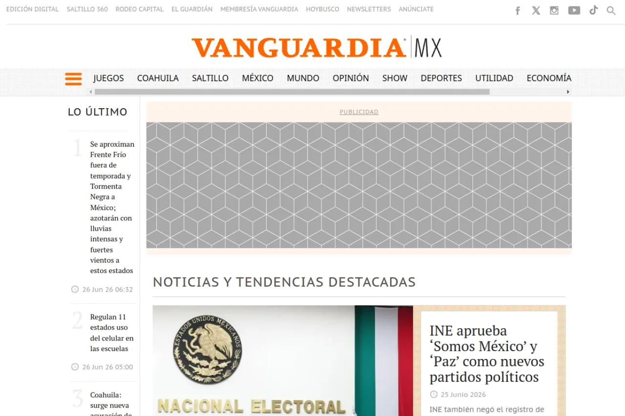 vanguardia.com.mx web sitesi ekran görüntüsü - Haber - DA 79