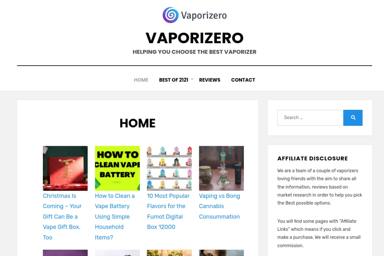 vaporizero.com web sitesi ekran görüntüsü - DA 62
