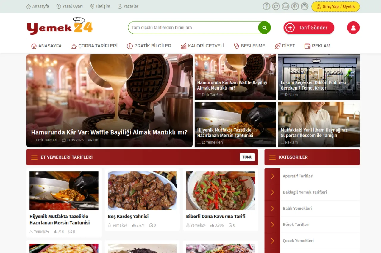 yemek24.com web sitesi ekran görüntüsü - DA 56
