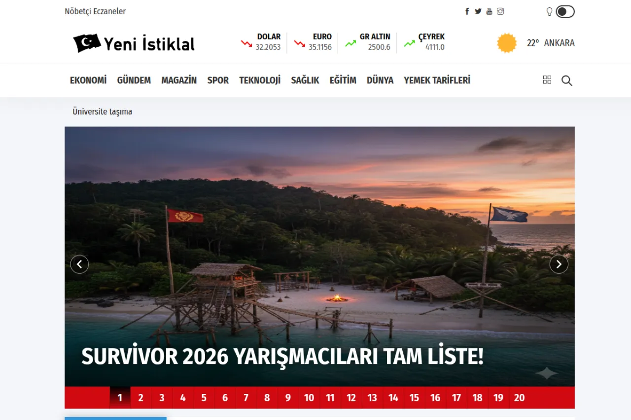 yeniistiklal.com web sitesi ekran görüntüsü - DA 56
